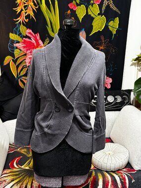 Banana Republic Mixed Stitch Shawl Collar Cardigan Sweater, Blue, Medium
